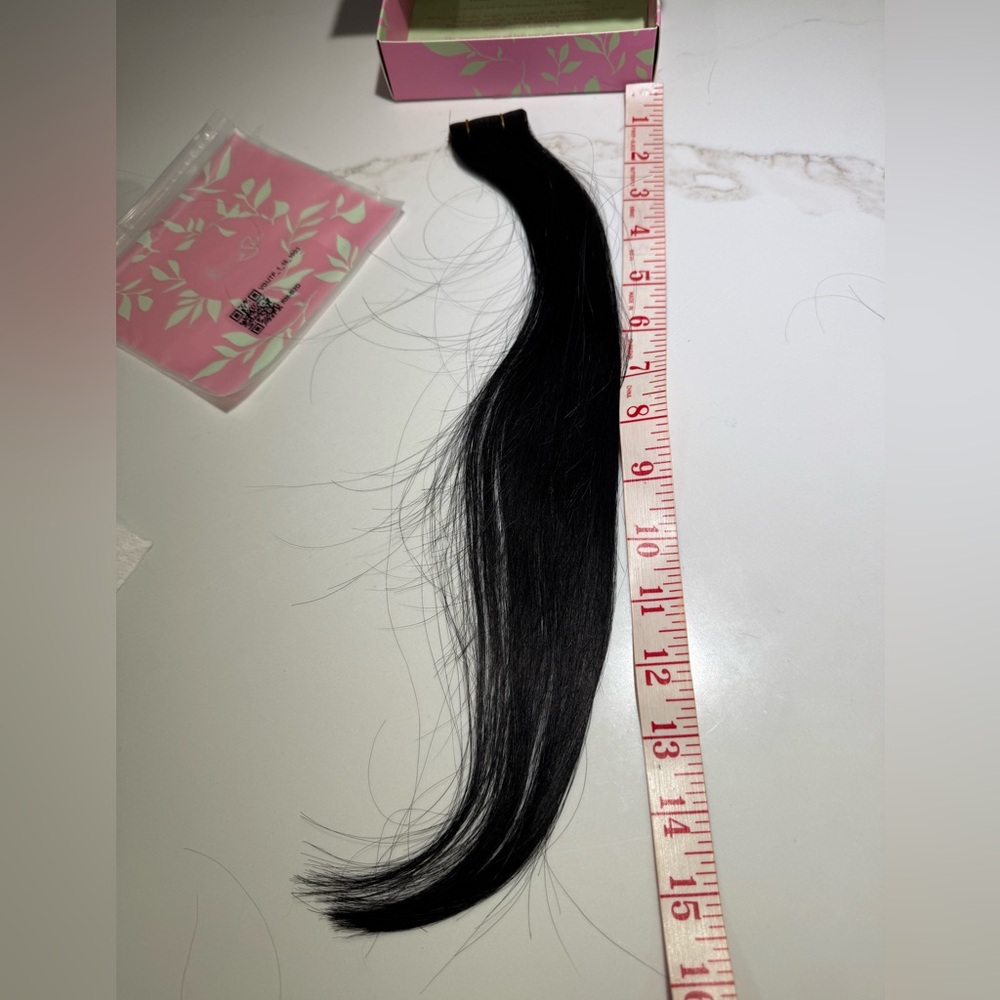 💯% 16” HUMAN Hair Tape-in Extensions, jet Black